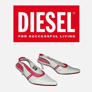 DIESEL Red and White heels in size US5.5 - US6